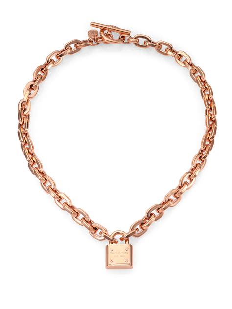 michael kors jewellery chains & elements rose gold lock|michael kors jewellery sale uk.